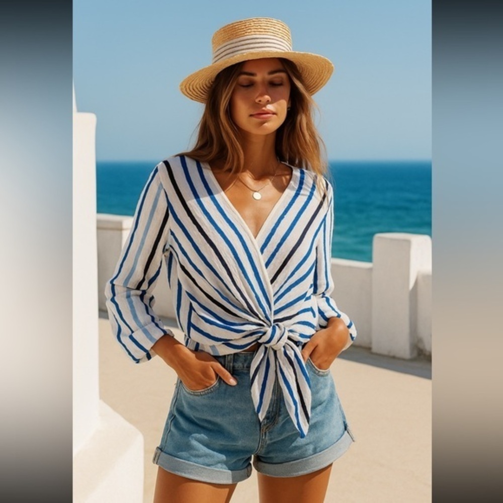 DREW from Anthropologie coastal woman’s top - small